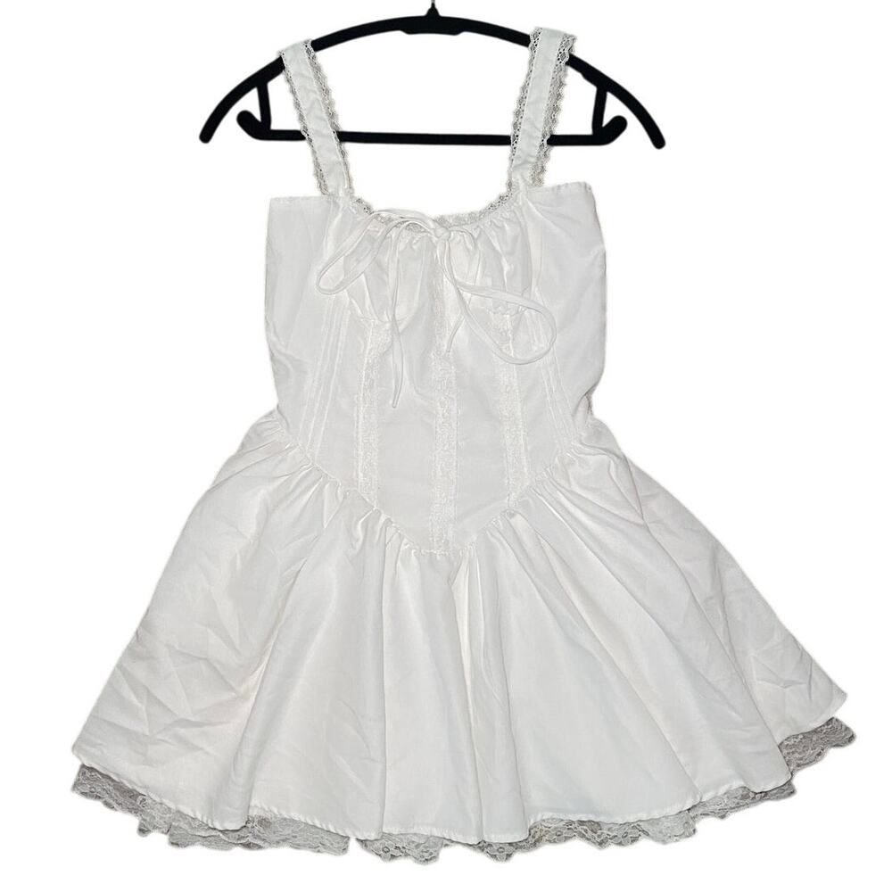 BP White Lace Trim Mini Dress